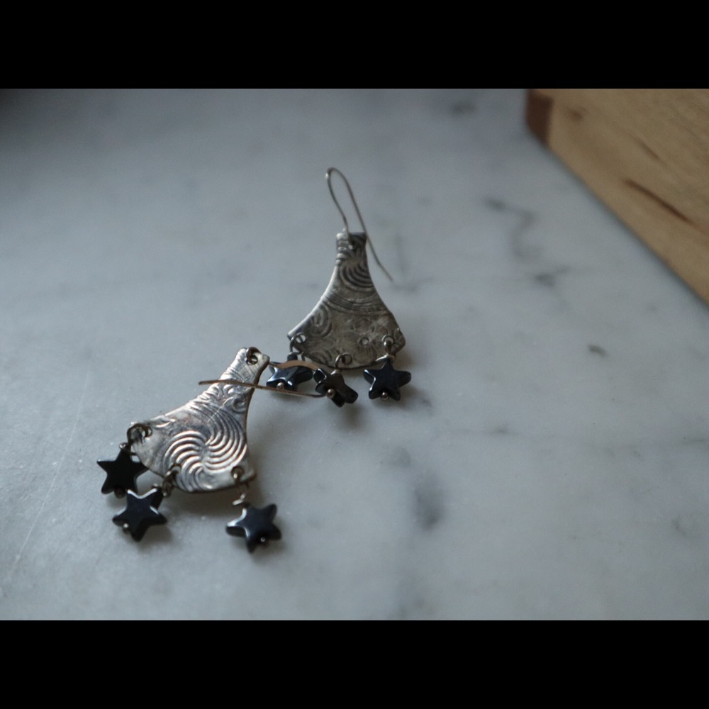 Sterling silver star earrings hematite stars